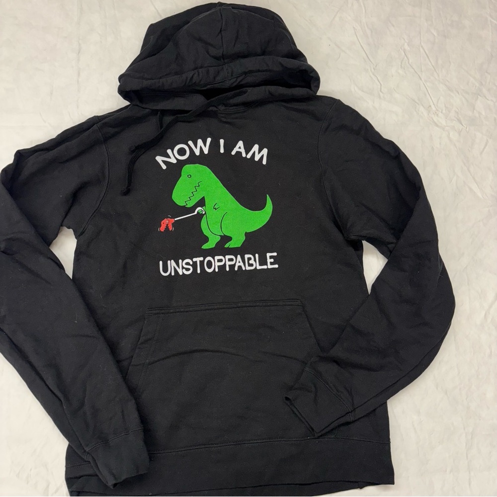 Now I'm Unstoppable Funny T-Rex Dinosaur Pullover Hoodie‎ Black Adult Unisex S